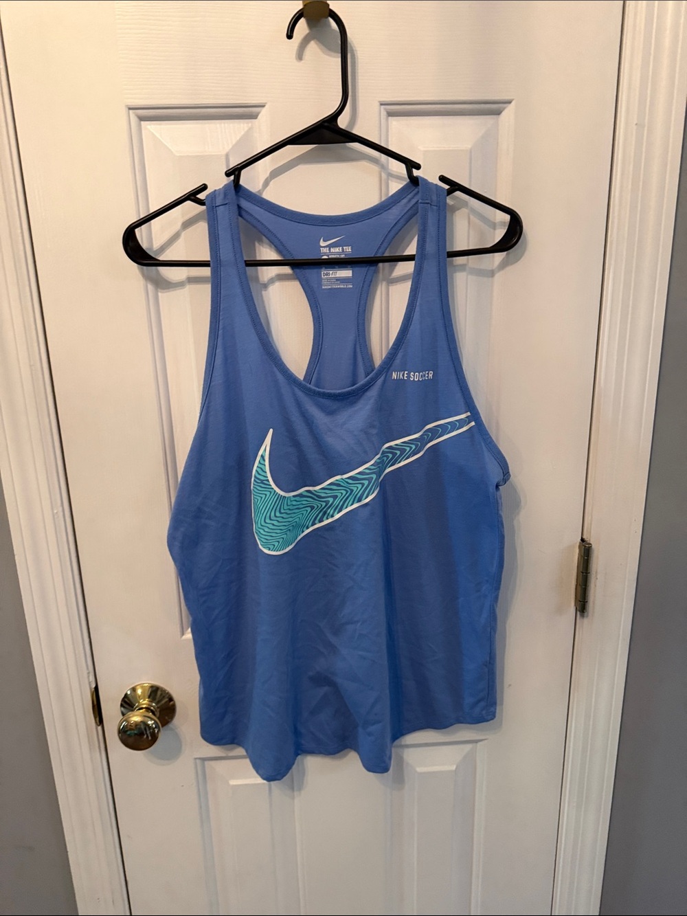 Nike Blue Women's Racerback Swim Tank with Teal Swoosh